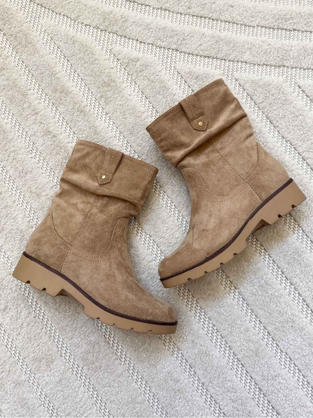 White Mountain Kids Tan Suede Mid-Calf Boots - Picture 3 of 4